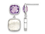 3.90 Carat (ctw) Amethyst and Mother of Pearl Dangle Earrings in Sterling Silver